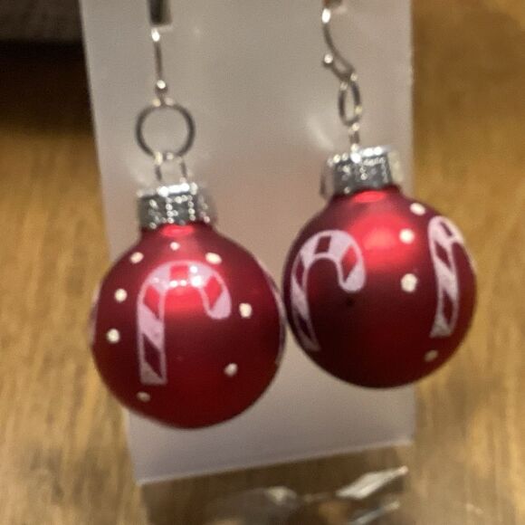 Cute Christmas Ornament Earrings Red - Picture 1 of 4